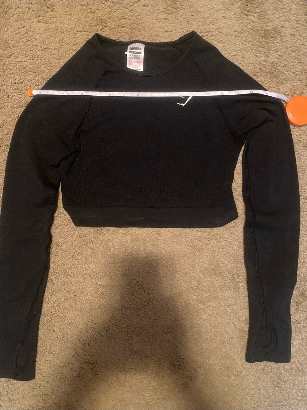 Gymshark Black Cropped Seamless Long Sleeve Top with Thumbholes